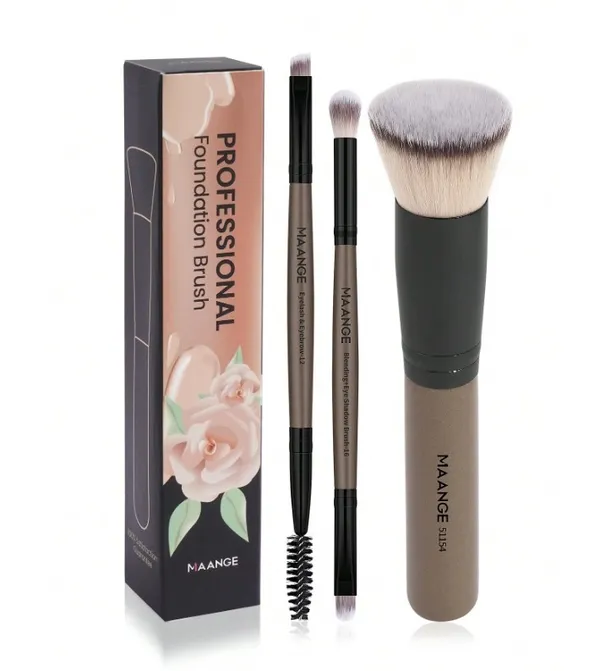 Maange Professional Foundation +Eye Makeup Brush 3 Pcs