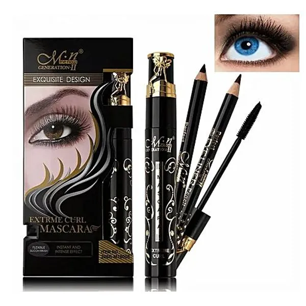 Menow Extreme Curl Mascara With 2 Bonus Eyeliner Pencils