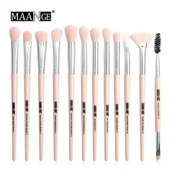 Maange eye 12 pcs eye brushes pink