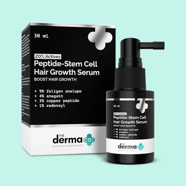 The Derma 20% Actives Peptide-Stem Cell Hair Growth Serum with Foligen Analupe & Anagain For Hair Growth - 30 ml