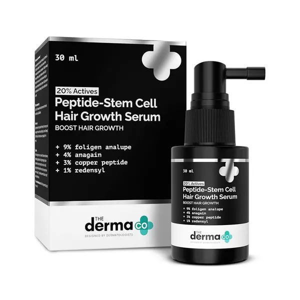 The Derma 20% Actives Peptide-Stem Cell Hair Growth Serum with Foligen Analupe & Anagain For Hair Growth - 30 ml