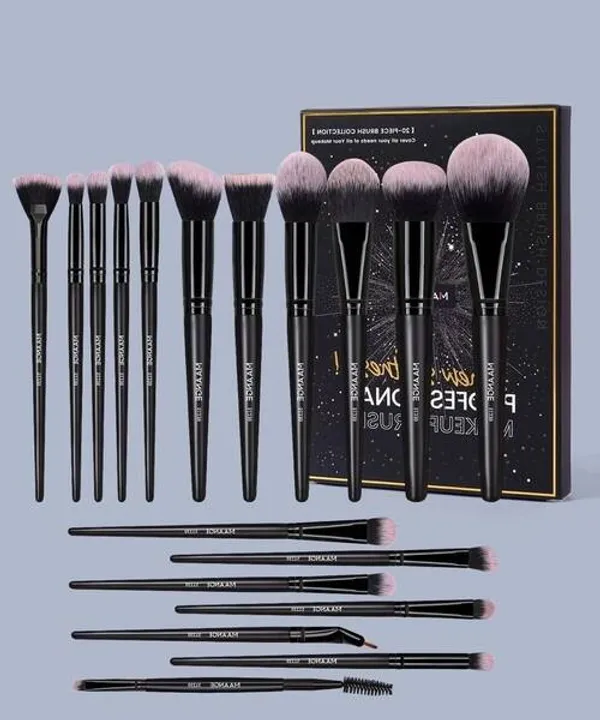 Maange New 20 Pcs Professional Black Brush Set