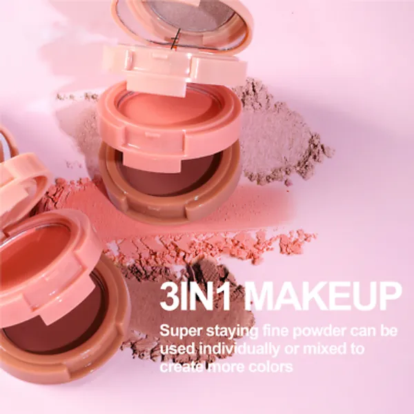 HANDAIYAN 3 In 1 Bronzer Highlighter Blush Contouring Powder
