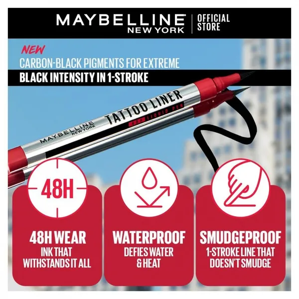 MAYBELLINE NEW YORK Tattoo Liner 48H Liquid Pen Waterproof / Smudgeproof  BLACK