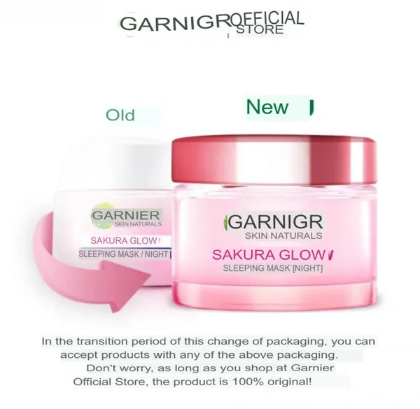 Garnier Sakura Glow Hyaluron Sleeping Mask Night Cream - 50ml
