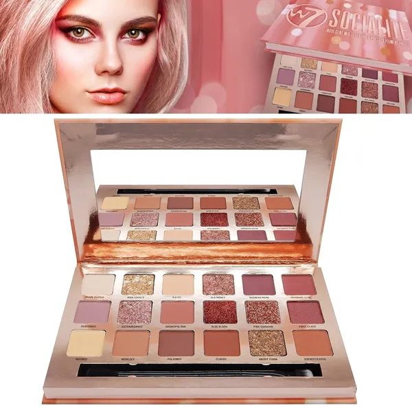 W7 Socialite Palette 18 Shade Multi-textured Pressed Pigment Palette