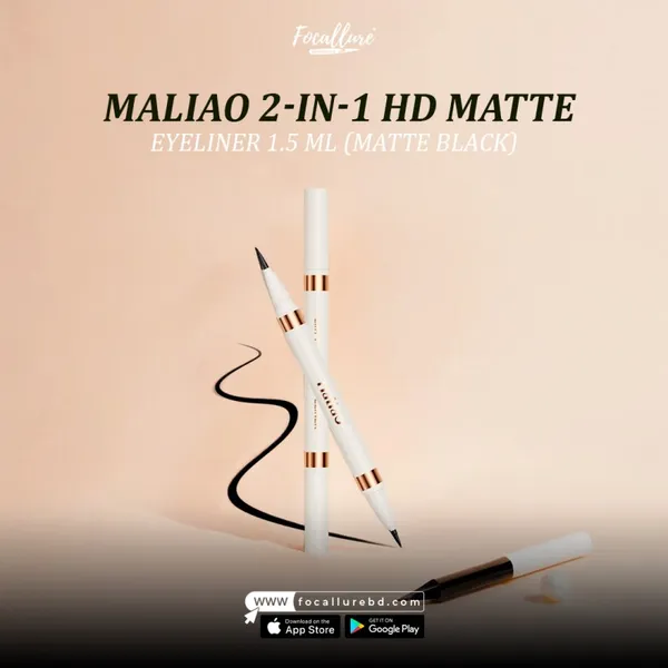 Maliao 2-in-1 HD Matte Eyeliner 1.5 ml  (Matte Black)