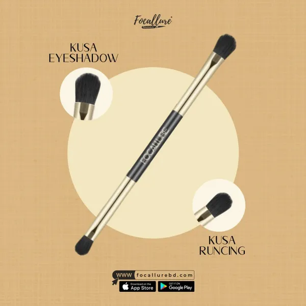 FOCALLURE PROFESSIONAL BLACK FLUFFY DOUBLE-HEAD MAKEUP BRUSH