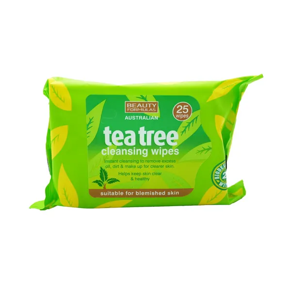 Beauty Formulas Australian Tea Tree Cleansing Wipes - 25 Wipes