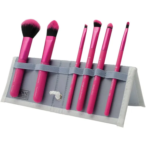 Moda 7PC Total Face Travel Sized Makeup Brush Set, Pink